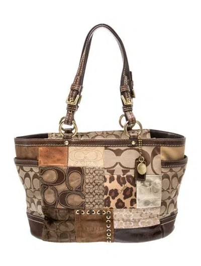 Pre-owned Coach Jacquard Shoulder Bag In Brown