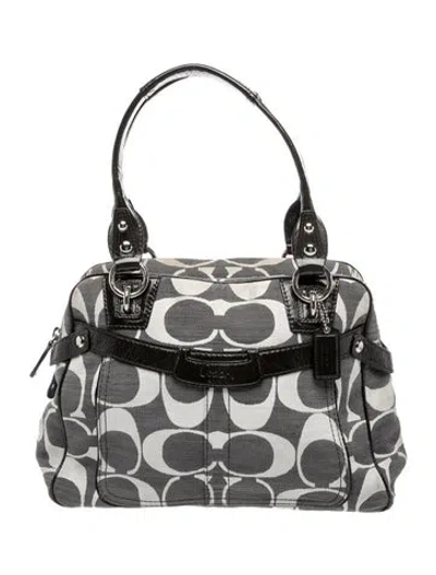 Pre-owned Coach Jacquard Shoulder Bag In Gray