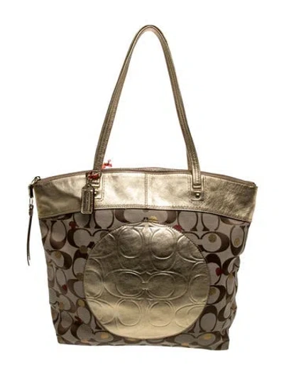 Pre-owned Coach Jacquard Shoulder Bag In Green
