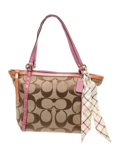 Pre-owned Coach Jacquard Top Handle Bag In Brown
