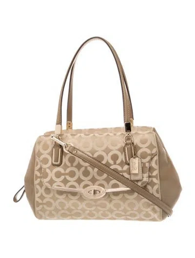 Pre-owned Coach Jacquard Top Handle Bag In Neutral