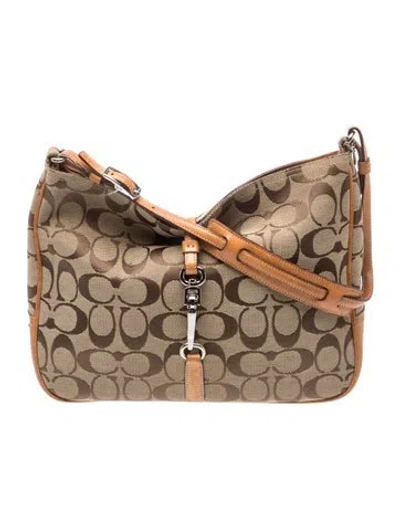 Pre-owned Coach Jacquard Top Handle Bag In Neutrals
