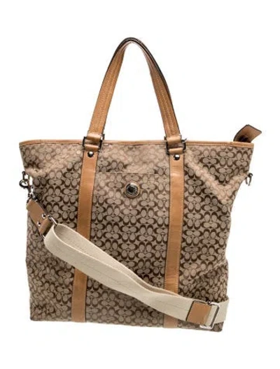 Pre-owned Coach Jacquard Tote In Neutral