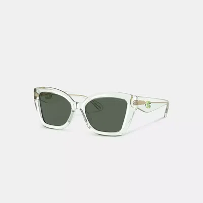 Coach Jelly Tabby Square Cat Eye Sunglasses In Transparent Green