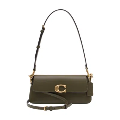 Coach Jet Monogram Calfskin Leather And Fabric Shoulder Bag With Removable Strap In Brown