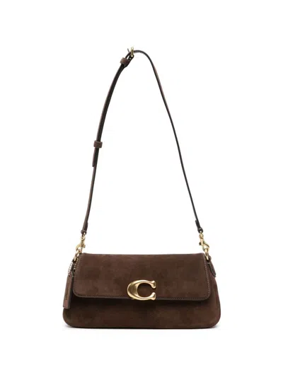 Coach Jet Suede Leather Shoulder Bag In Brown