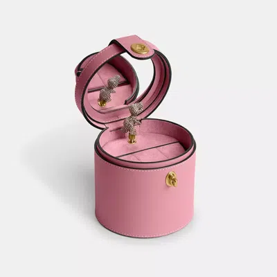 Coach Jewelry Box In Brass/true Pink