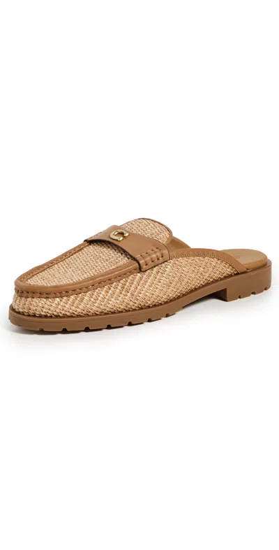 Coach Jocelyn Backless Loafers Natural In Brown