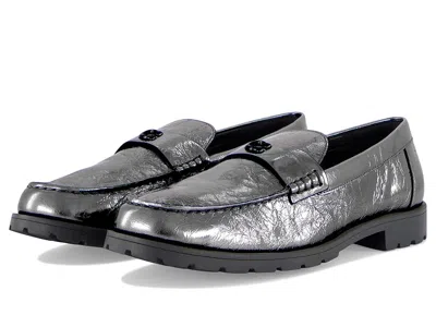 Coach Jocelyn Crinkle Metallic Loafer In Gray