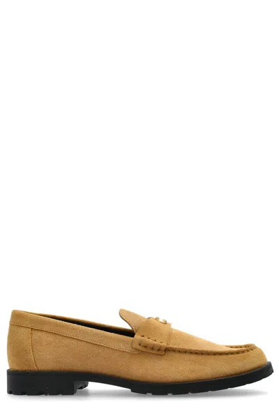 Coach Jocelyn Lion Suede Loafers In Tan Suede