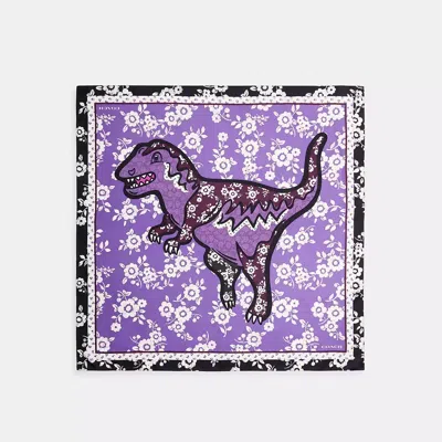Coach Jonie Floral Rexy Print Silk Square Scarf In Purple