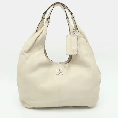 Pre-owned Coach Julia White Leather Hobo