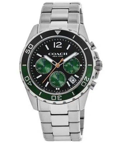 Pre-owned Coach Kent Black & Green Chronograph Dial Steel Men's Watch 14602557
