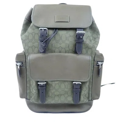 Pre-owned Coach Khaki Canvas Leather Backpack () In Brown