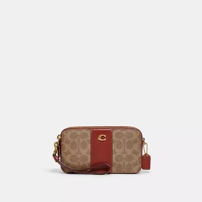 Coach Kira Crossbody In Colorblock Signature Canvas In Brass/tan/rust
