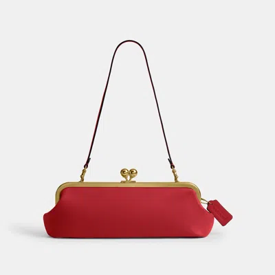 Coach Kisslock Frame Bag 30 In Brass/poppy