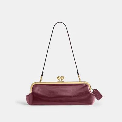 Coach Kisslock Frame Bag 30 In Burgundy