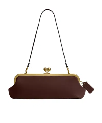 Coach Kisslock Frame Bag 30 Shoulder Bag In Brown