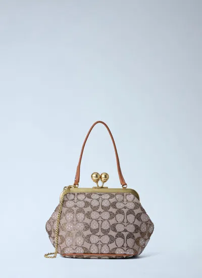 Coach Kisslock Frame Handbag In Brown