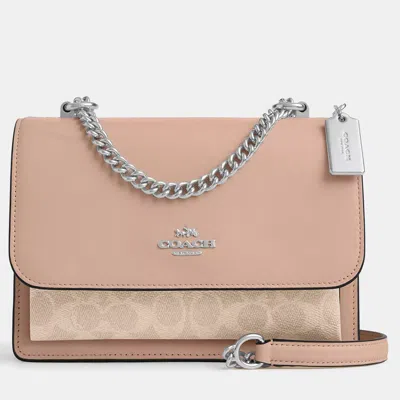 Pre-owned Coach Klare Beige Signature Canvas Handbag In Sand