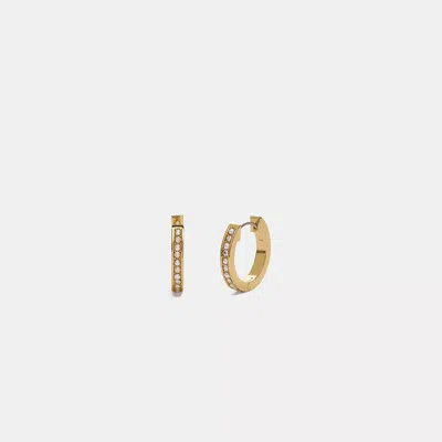 Coach Classic Crystal Pearl Huggie Earrings In Gold