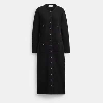 Coach Knit Cardigan Dress In Black