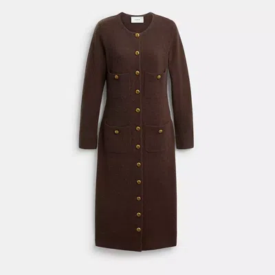 Coach Knit Cardigan Dress In Brown