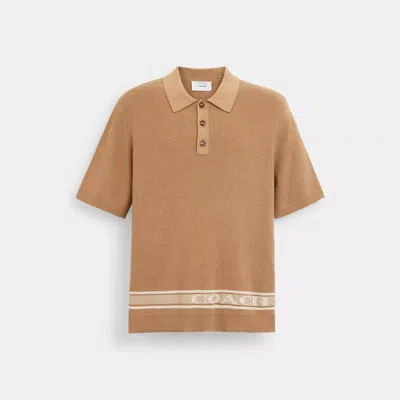 Coach Knit Polo In Brown