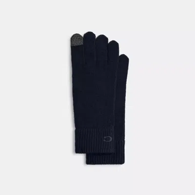 Coach Knit Tech Gloves In Blue