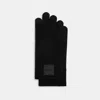 Coach Knit Tech Gloves With Rubber Patch In Black