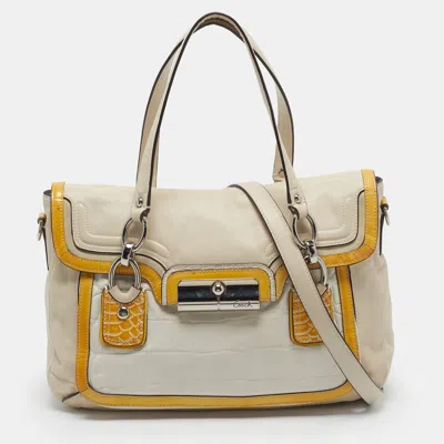 Pre-owned Coach Kristin Tricolor Leather And Patent Leather Satchel In Multi