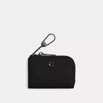 Coach L Zip Key Case In Black