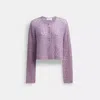 Coach Lace Knit Cardigan In Purple