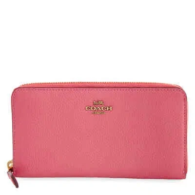 Pre-owned Coach Ladies Accordion Zip Around Pebble Leather Wallet 58059 B4/od In Purple