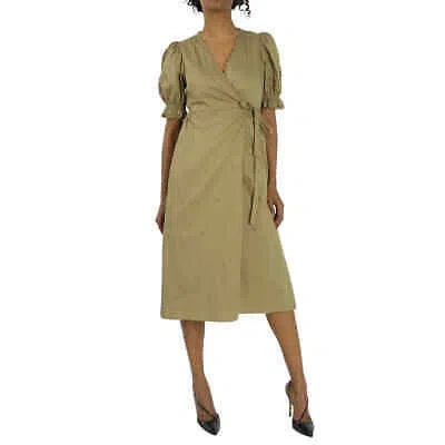 Pre-owned Coach Ladies Dark Olive Broderie Anglaise Wrap Dress, Size 4 In Green