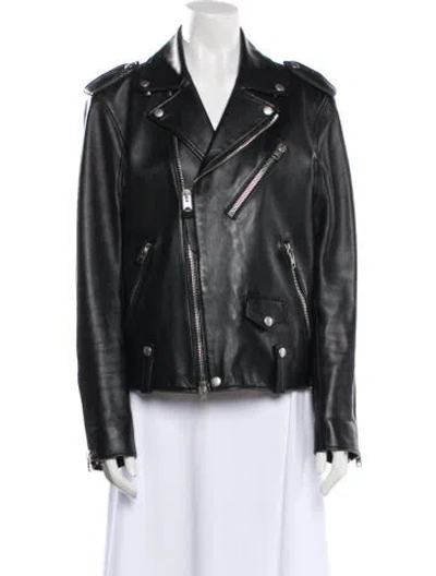 Pre-owned Coach Lamb Leather Biker Jacket In Black