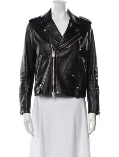 Pre-owned Coach Lamb Leather Biker Jacket In Black