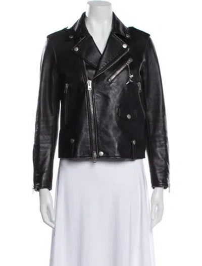 Pre-owned Coach Lamb Leather Biker Jacket In Black
