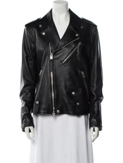 Pre-owned Coach Lamb Leather Biker Jacket In Black
