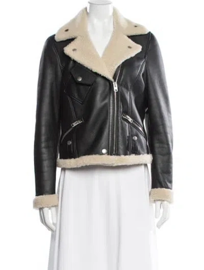 Pre-owned Coach Lamb Leather Biker Jacket In Black