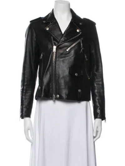 Pre-owned Coach Lamb Leather Biker Jacket In Black