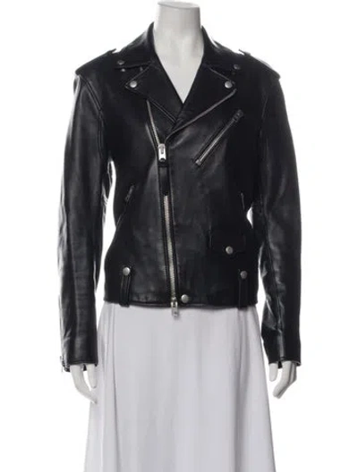 Pre-owned Coach Lamb Leather Biker Jacket In Black