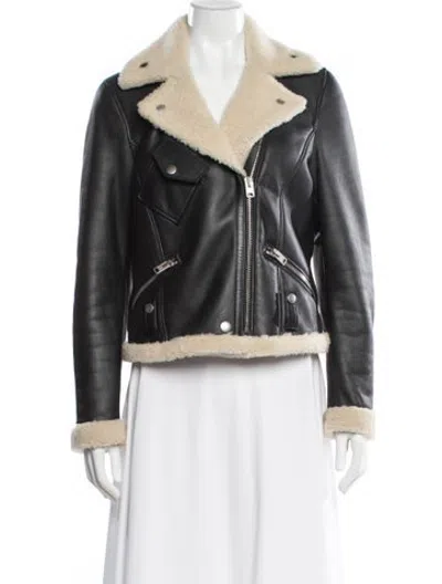 Pre-owned Coach Lamb Leather Biker Jacket In Black