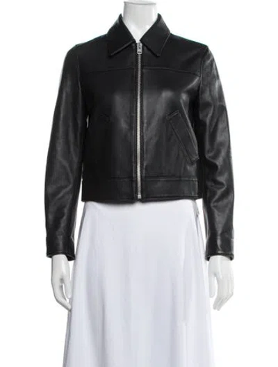 Pre-owned Coach Lamb Leather Biker Jacket In Blue