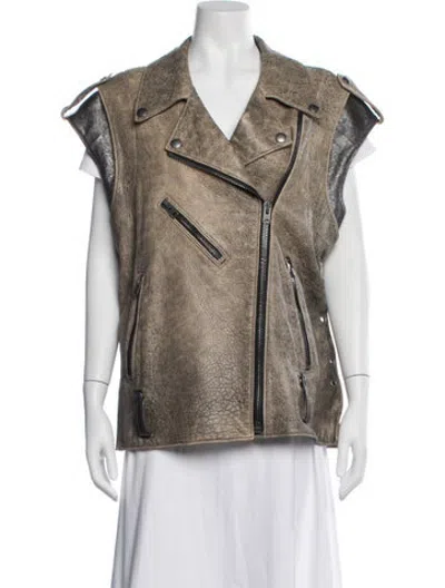 Pre-owned Coach Lamb Leather Biker Jacket In Multicolor