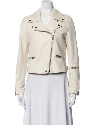 Pre-owned Coach Lamb Leather Biker Jacket In Neutrals