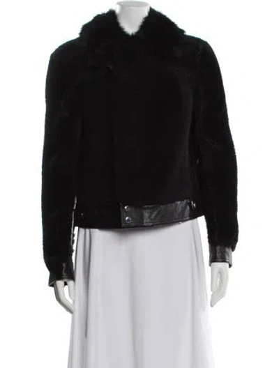 Pre-owned Coach Lamb Leather Faux Fur Jacket In Black