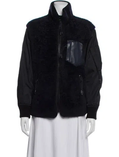 Pre-owned Coach Lamb Leather Jacket In Blue