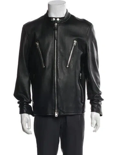 Pre-owned Coach Lamb Leather Moto Jacket In Black