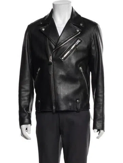 Pre-owned Coach Lamb Leather Moto Jacket In Black